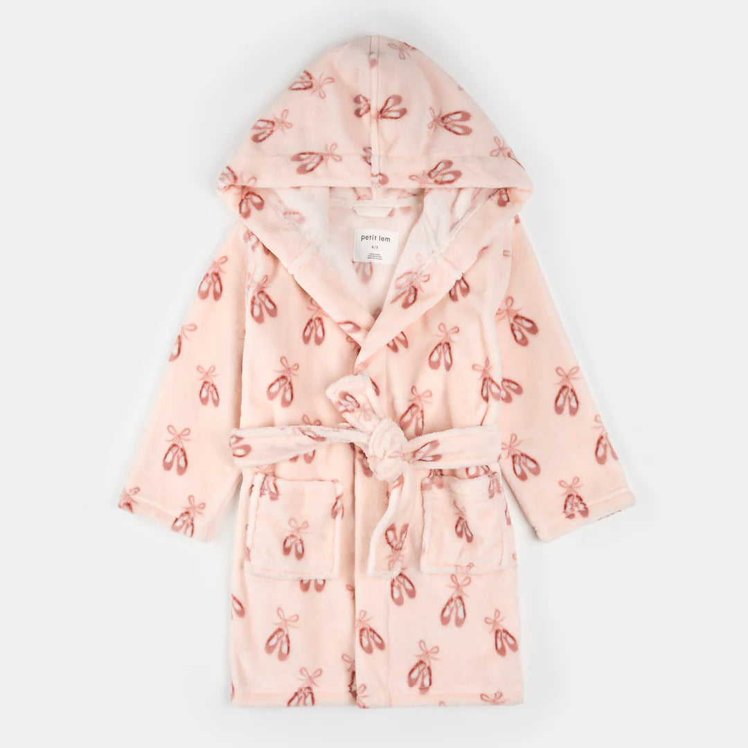 Ballet Slippers Print on Light Pink Plush Robe