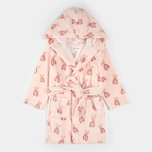 Ballet Slippers Print on Light Pink Plush Robe