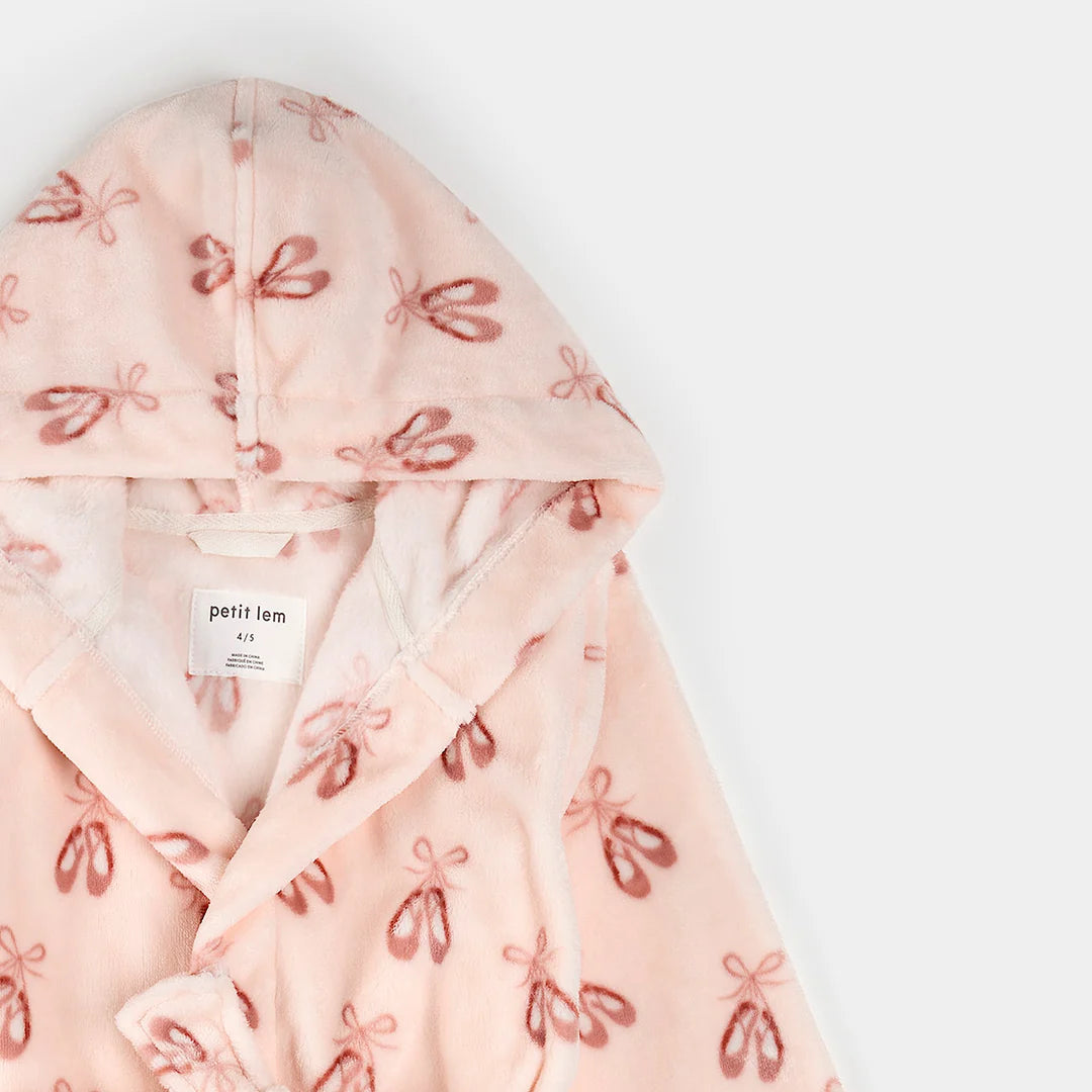 Ballet Slippers Print on Light Pink Plush Robe