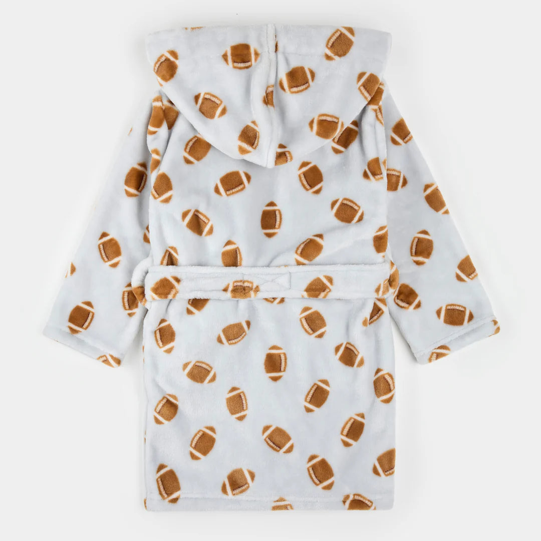 Football Print on Light Grey Plush Robe