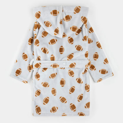 Football Print on Light Grey Plush Robe