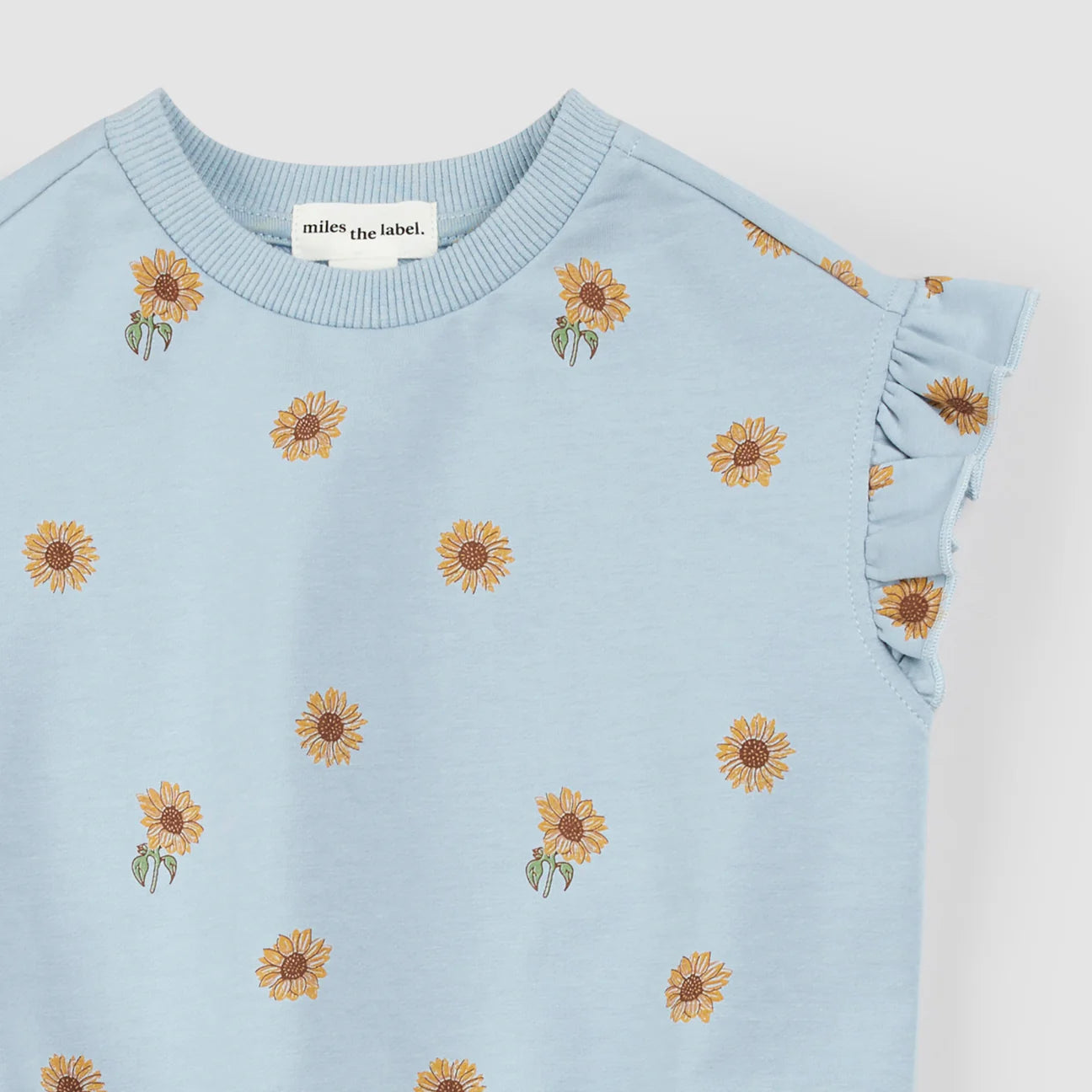 Baby Sunflower Print on Celestial Blue Shorts Set