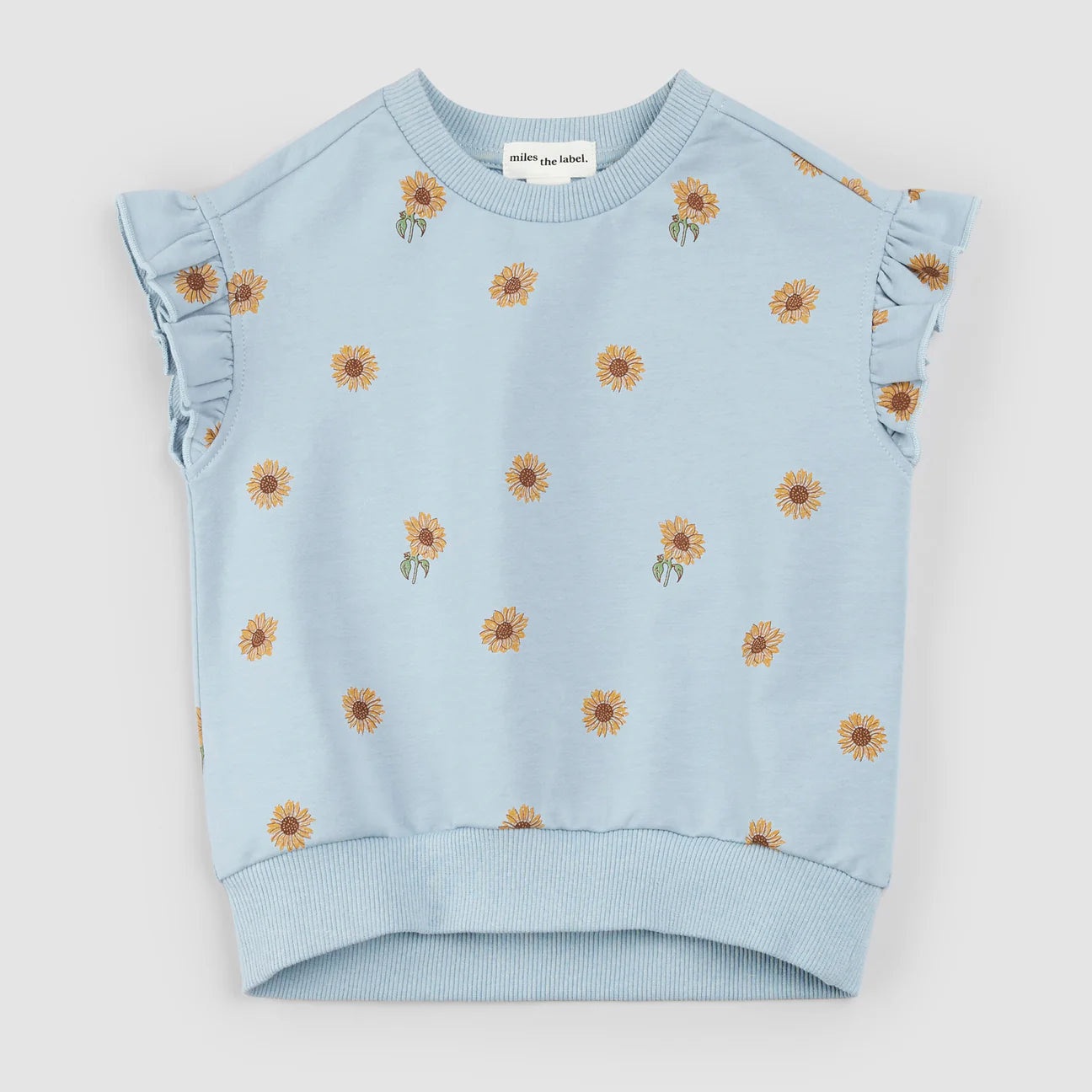 Kids Sunflower Print on Celestial Blue Top