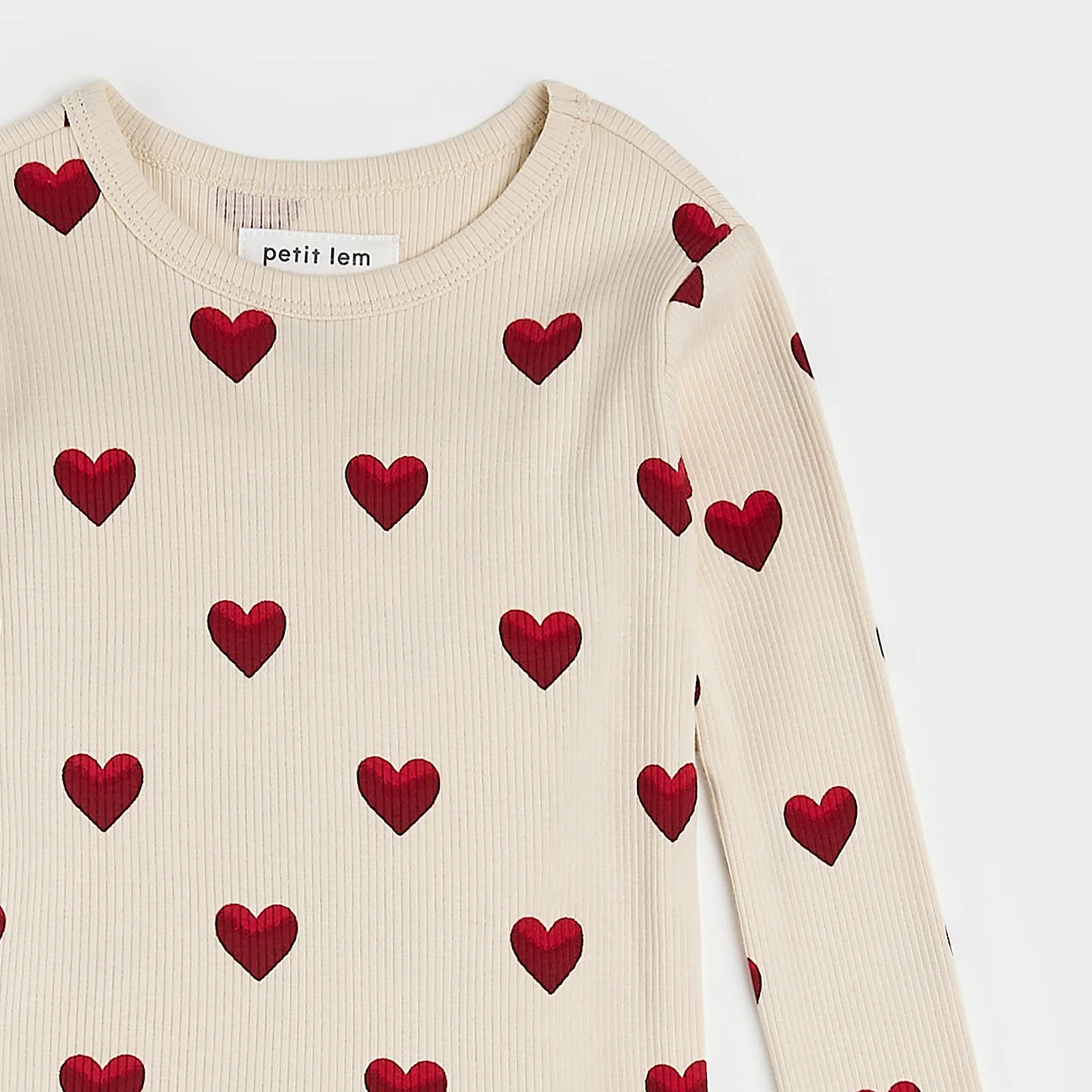 Heart Print on Ribbed Antique PJ Set