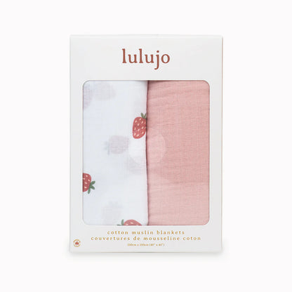 2 Pack Swaddles - Strawberries + Ballet Slipper