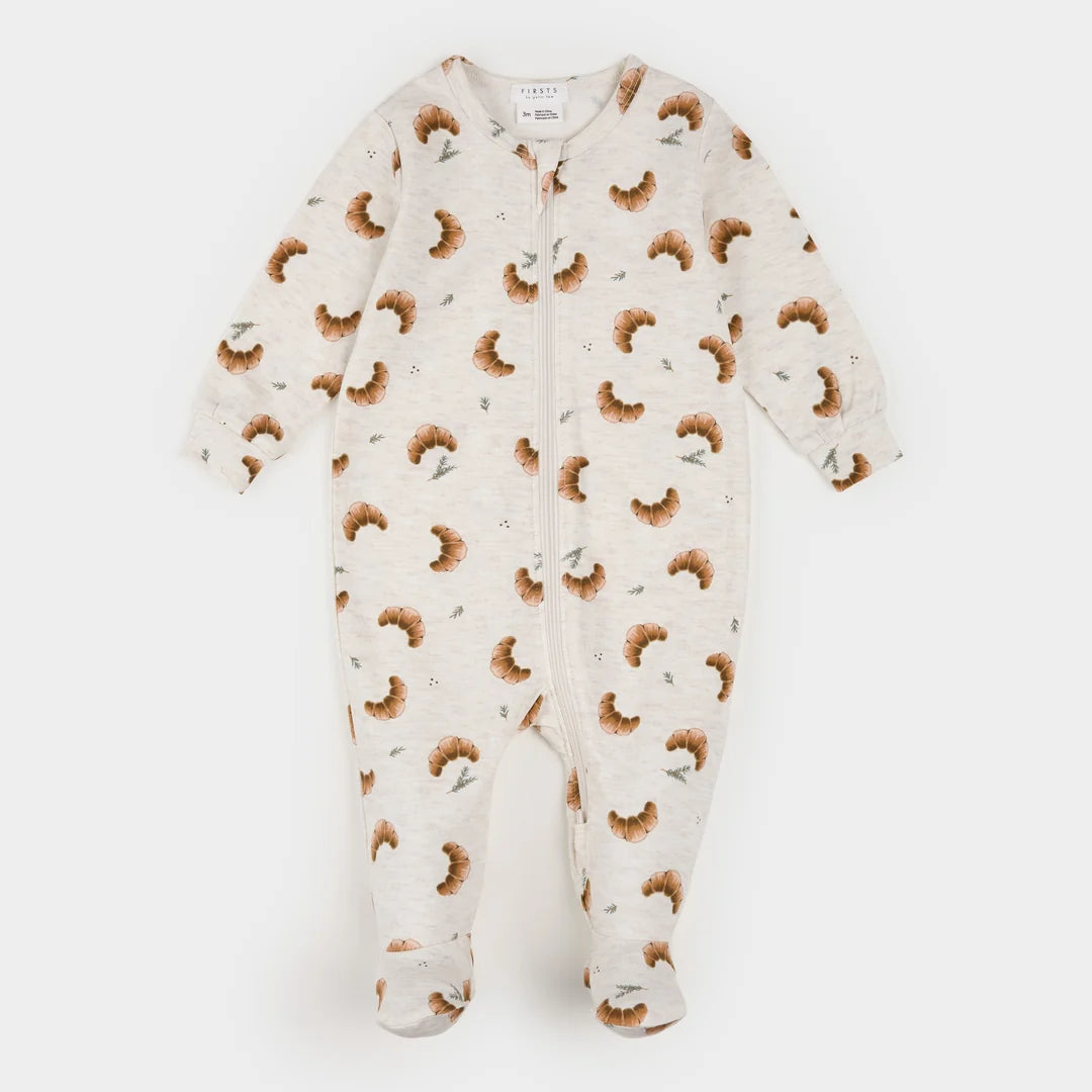 Croissant Print on Heather Oatmeal Sleeper