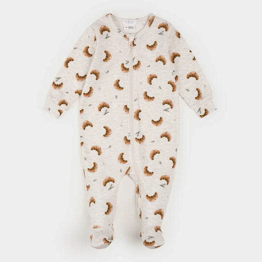 Croissant Print on Heather Oatmeal Sleeper