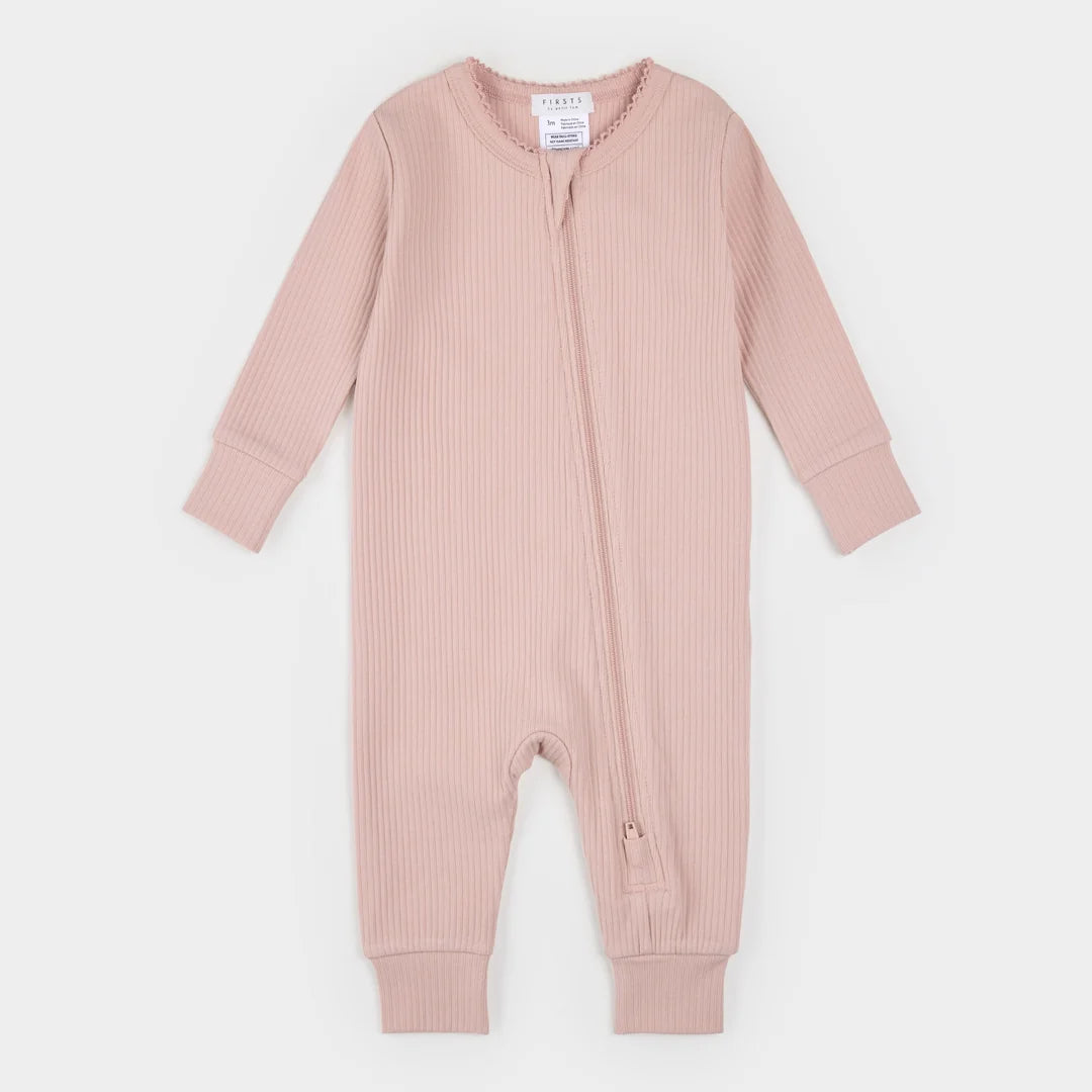 Rose Modal Rib Scalloped Sleeper