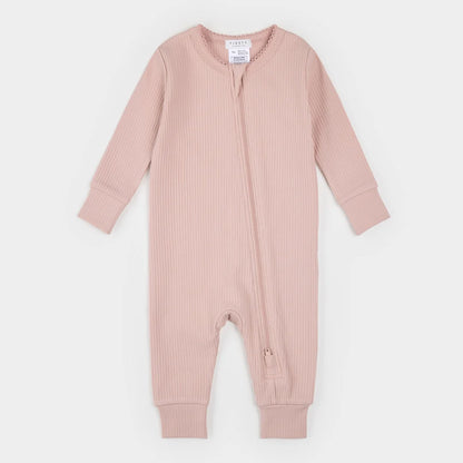 Rose Modal Rib Scalloped Sleeper