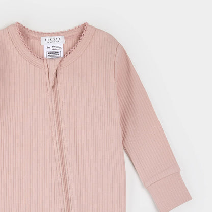 Rose Modal Rib Scalloped Sleeper
