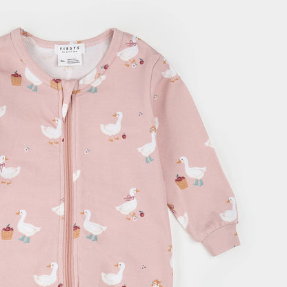 Dress-Up Duck Print on Primrose Sleeper