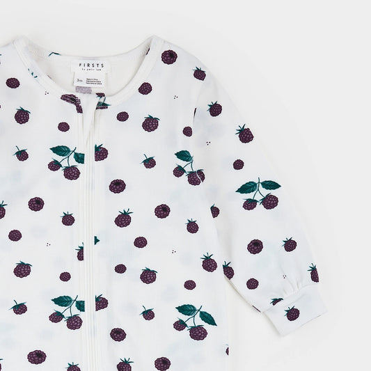 Blackberry Print on Off-White LunaKnit Sleeper