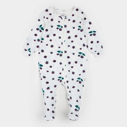 Blackberry Print on Off-White LunaKnit Sleeper