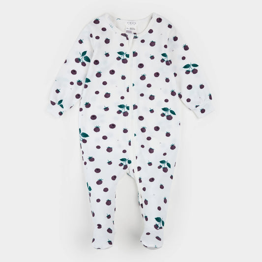Blackberry Print on Off-White LunaKnit Sleeper