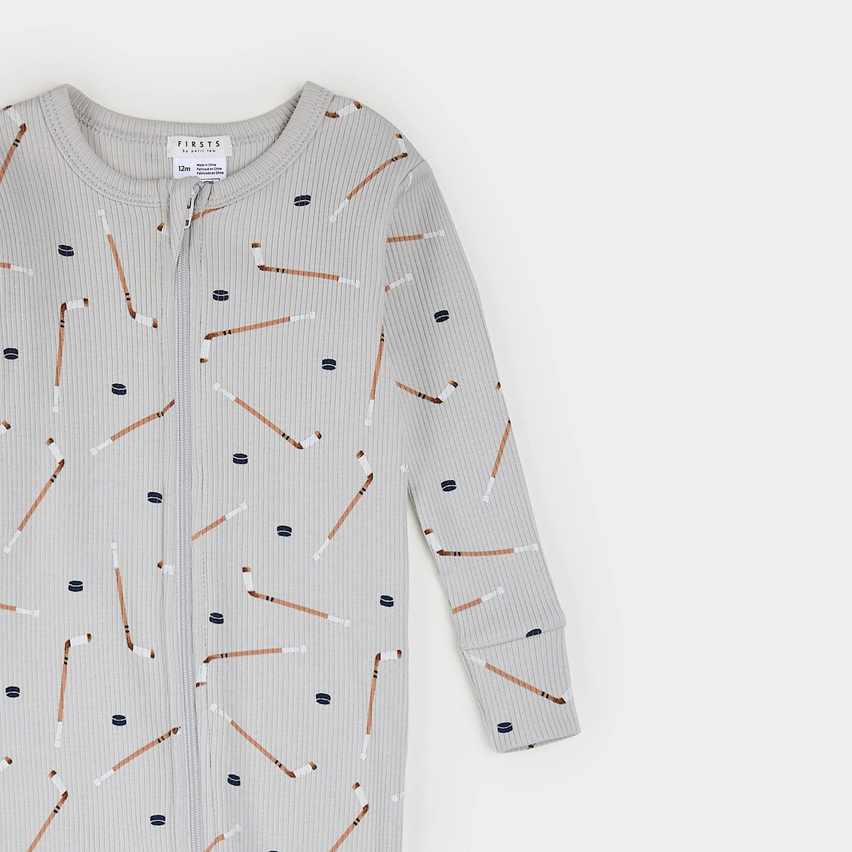 Slapstick Print on Ribbed Lunar Rock Convertible Ribbed Sleeper