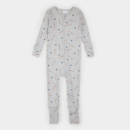 Slapstick Print on Ribbed Lunar Rock Convertible Ribbed Sleeper
