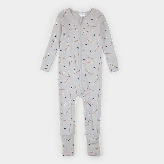 Slapstick Print on Ribbed Lunar Rock Convertible Ribbed Sleeper