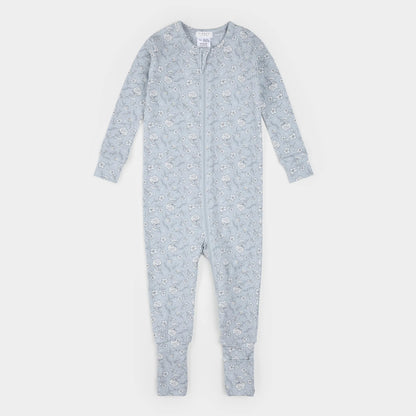 Frost Flower Print on Pearl Blue Convertible LunaKnit Sleeper
