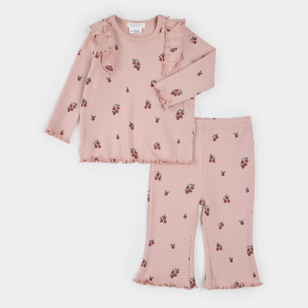 Little Apples Print on Flared Legging Set