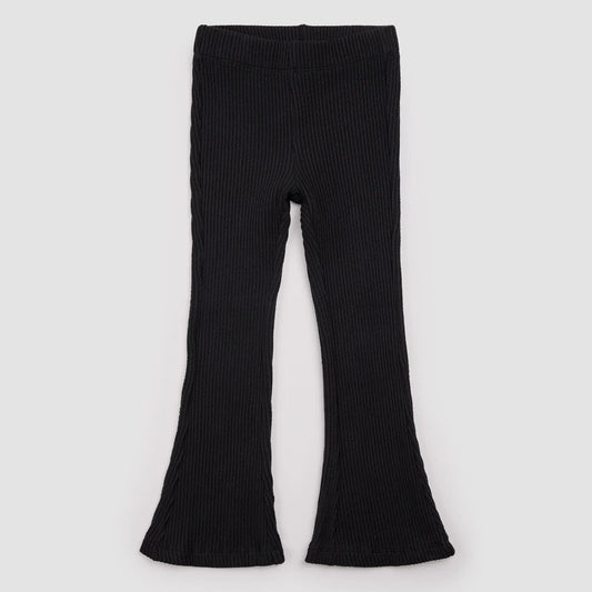 Baby Black Flared Rib Leggings