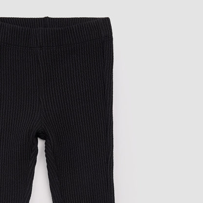 Kids Black Flared Rib Leggings