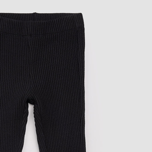 Baby Black Flared Rib Leggings