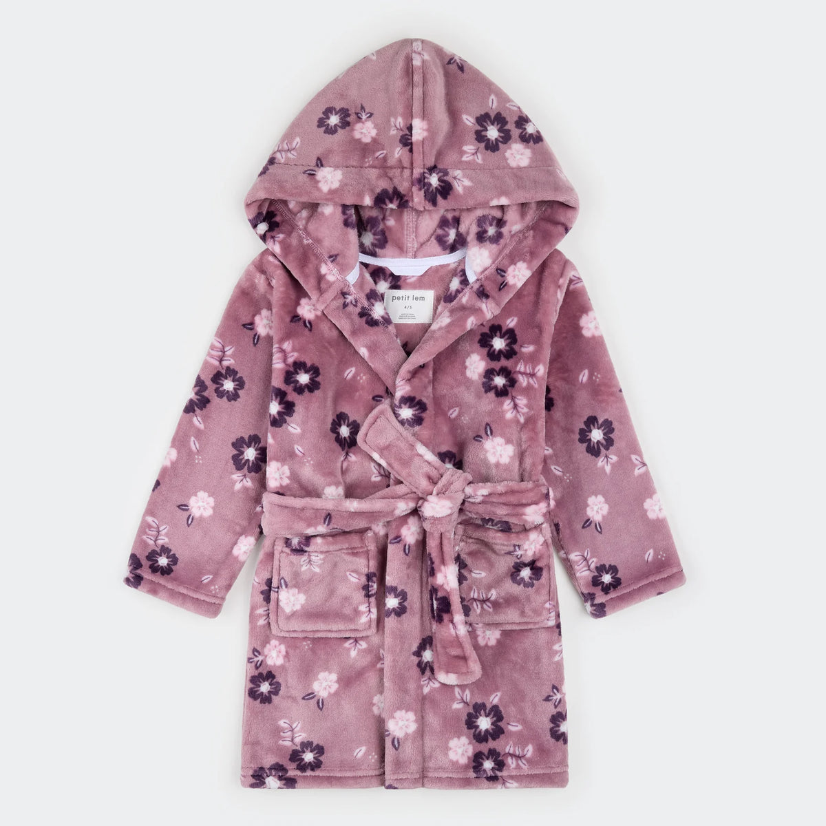 Floral Print on Twilight Plush Robe