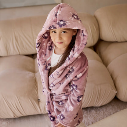 Floral Print on Twilight Plush Robe
