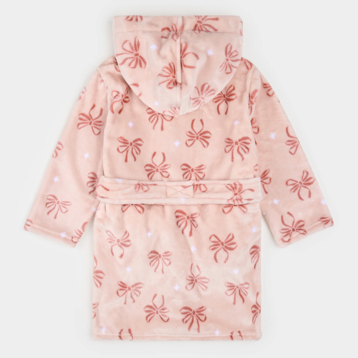 Ribbon Print on Misty Pink Plush Robe