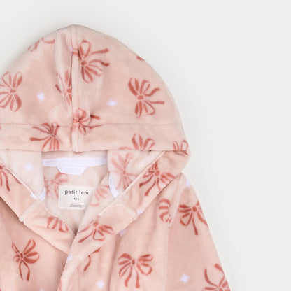 Ribbon Print on Misty Pink Plush Robe