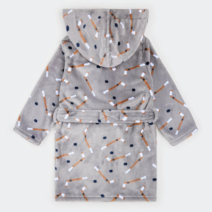 Slapstick Print on Indigo Plush Robe