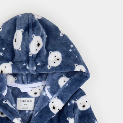 Polar Bear Print on Fog Plush Robe