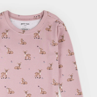 Fall Fawn Print on Twilight LunaKnit PJ Set