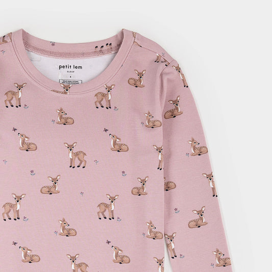Fall Fawn Print on Twilight LunaKnit PJ Set