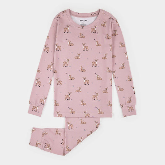 Fall Fawn Print on Twilight LunaKnit PJ Set