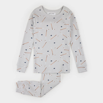 Slapstick Print on Ribbed Lunar Rock PJ Set