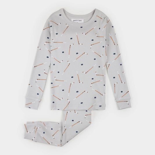 Slapstick Print on Ribbed Lunar Rock PJ Set