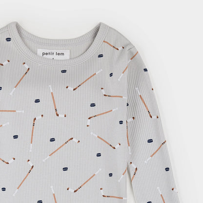 Slapstick Print on Ribbed Lunar Rock PJ Set