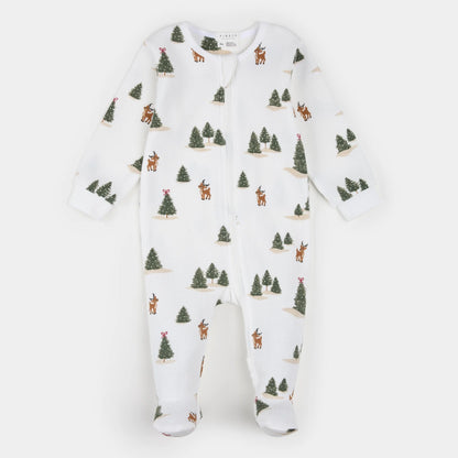 Winter Wonderland Print on Off-White LunaKnit Sleeper