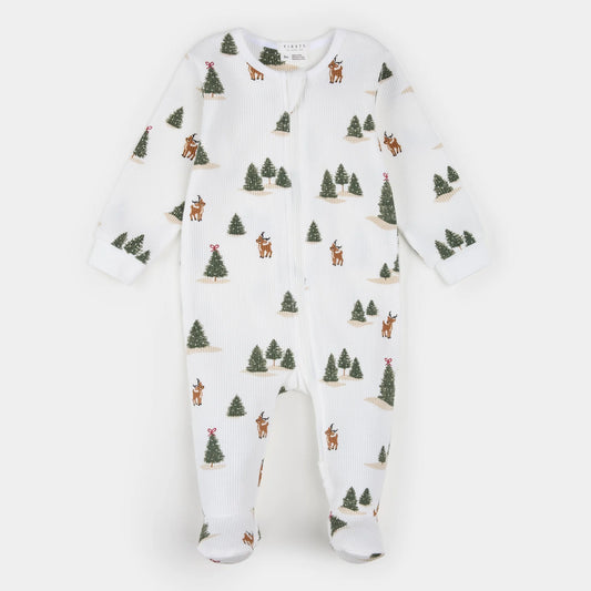 Winter Wonderland Print on Off-White LunaKnit Sleeper