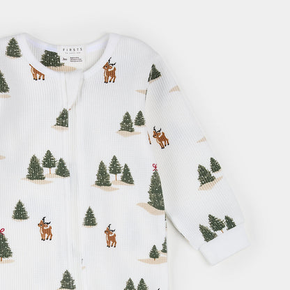 Winter Wonderland Print on Off-White LunaKnit Sleeper