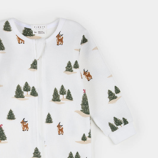 Winter Wonderland Print on Off-White LunaKnit Sleeper