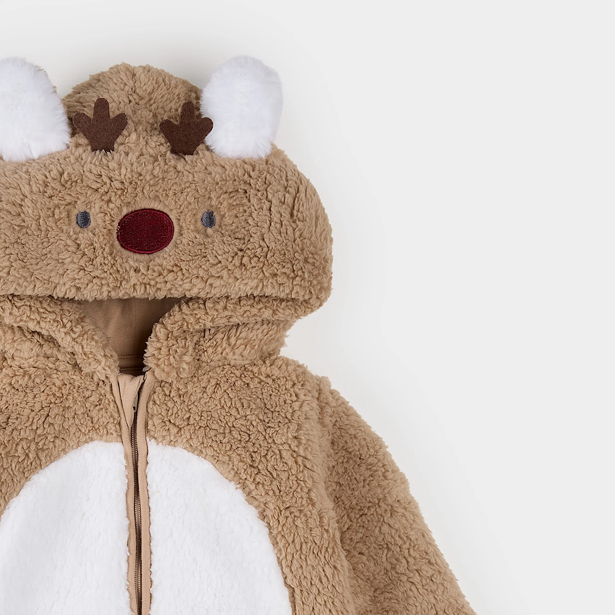 Littlest Reindeer on Taupe Sherpa Playsuit