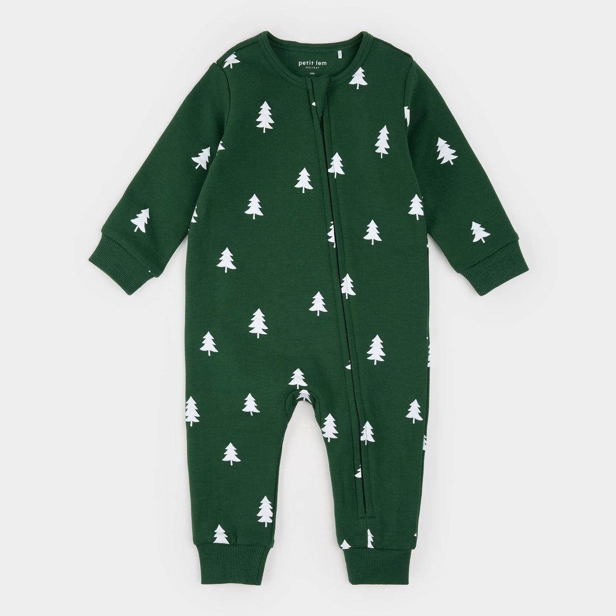 Pine Tree Print on Spruce Fleece Playsuit