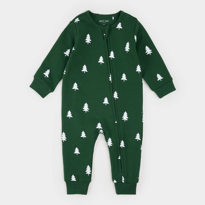 Pine Tree Print on Spruce Fleece Playsuit
