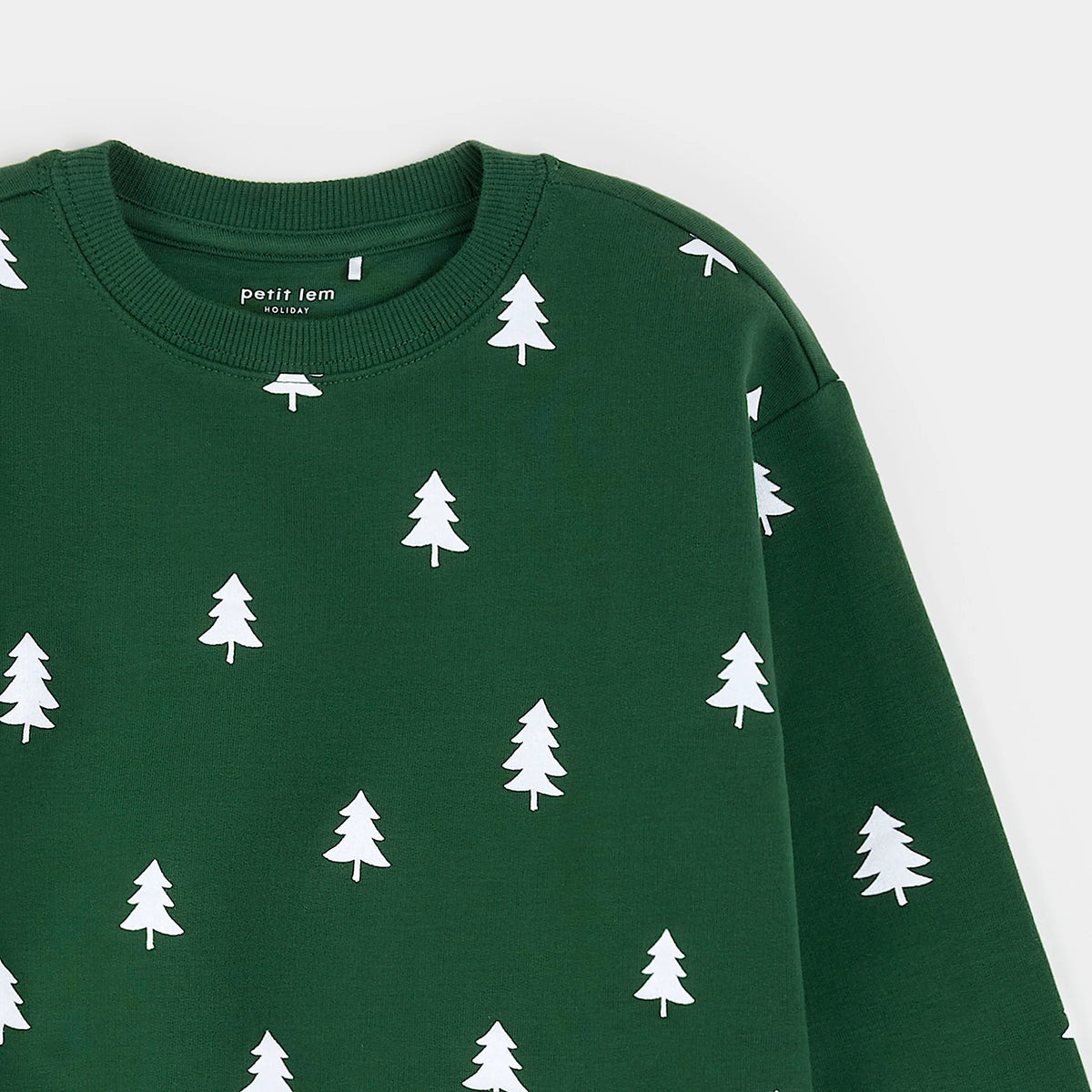 Pine Tree Print on Spruce Fleece Sweatshirt