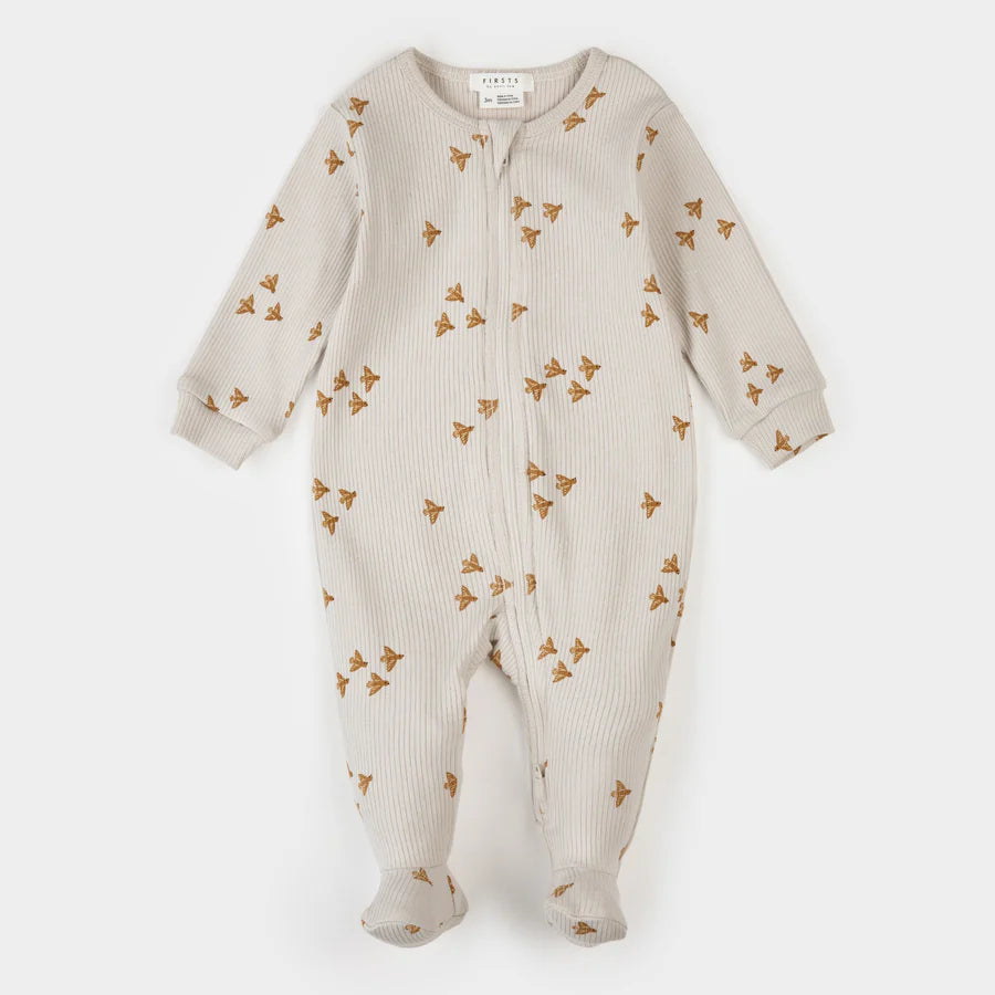 Birds Print on Orchard Tint Footed Sleeper