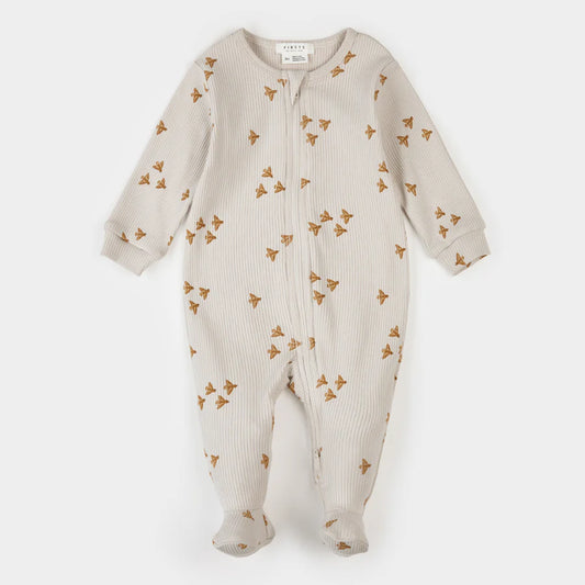 Birds Print on Orchard Tint Footed Sleeper