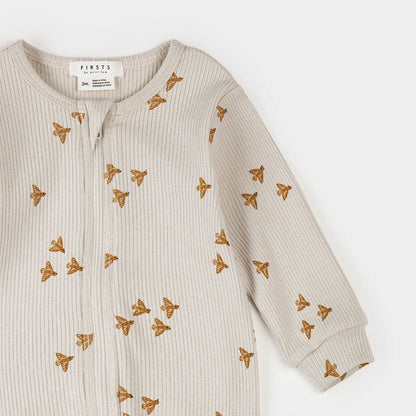 Birds Print on Orchard Tint Footed Sleeper