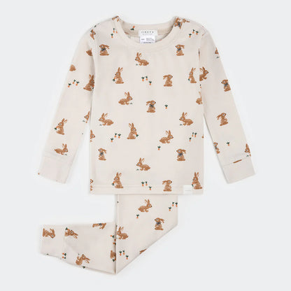 Bunnies Print on Creme PJ Set